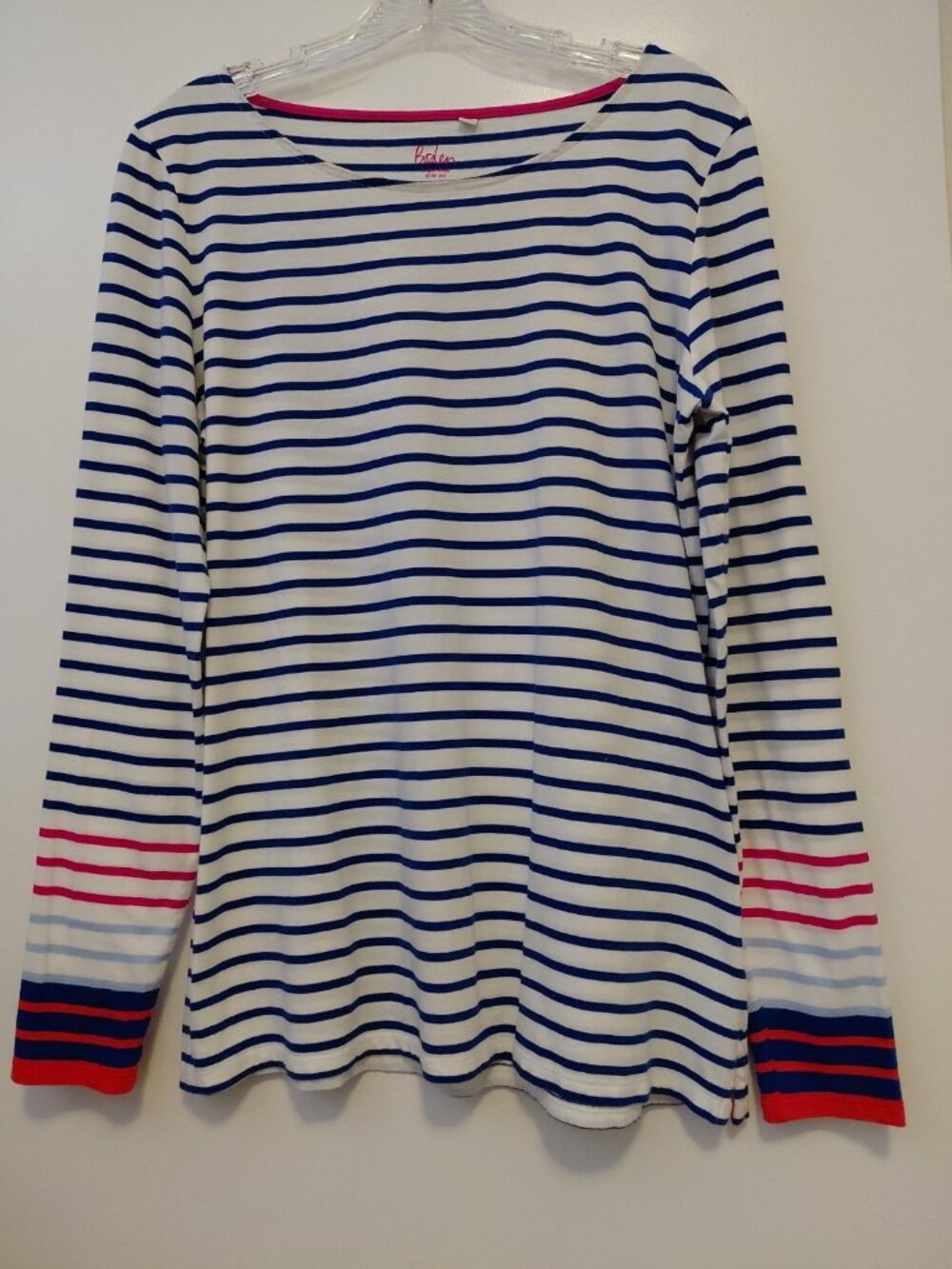 Boden Ella Long Sleeve Breton Top Blue White Stripe 12 Parisian Nautical